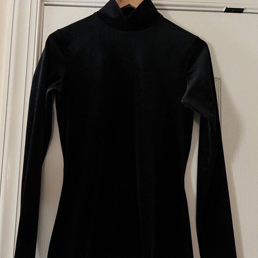 Susana Monaco Stretch Velvet Mock Neck Black Size Large NWT